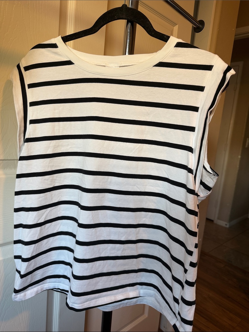 Striped Black & White Muscle Tee for Women